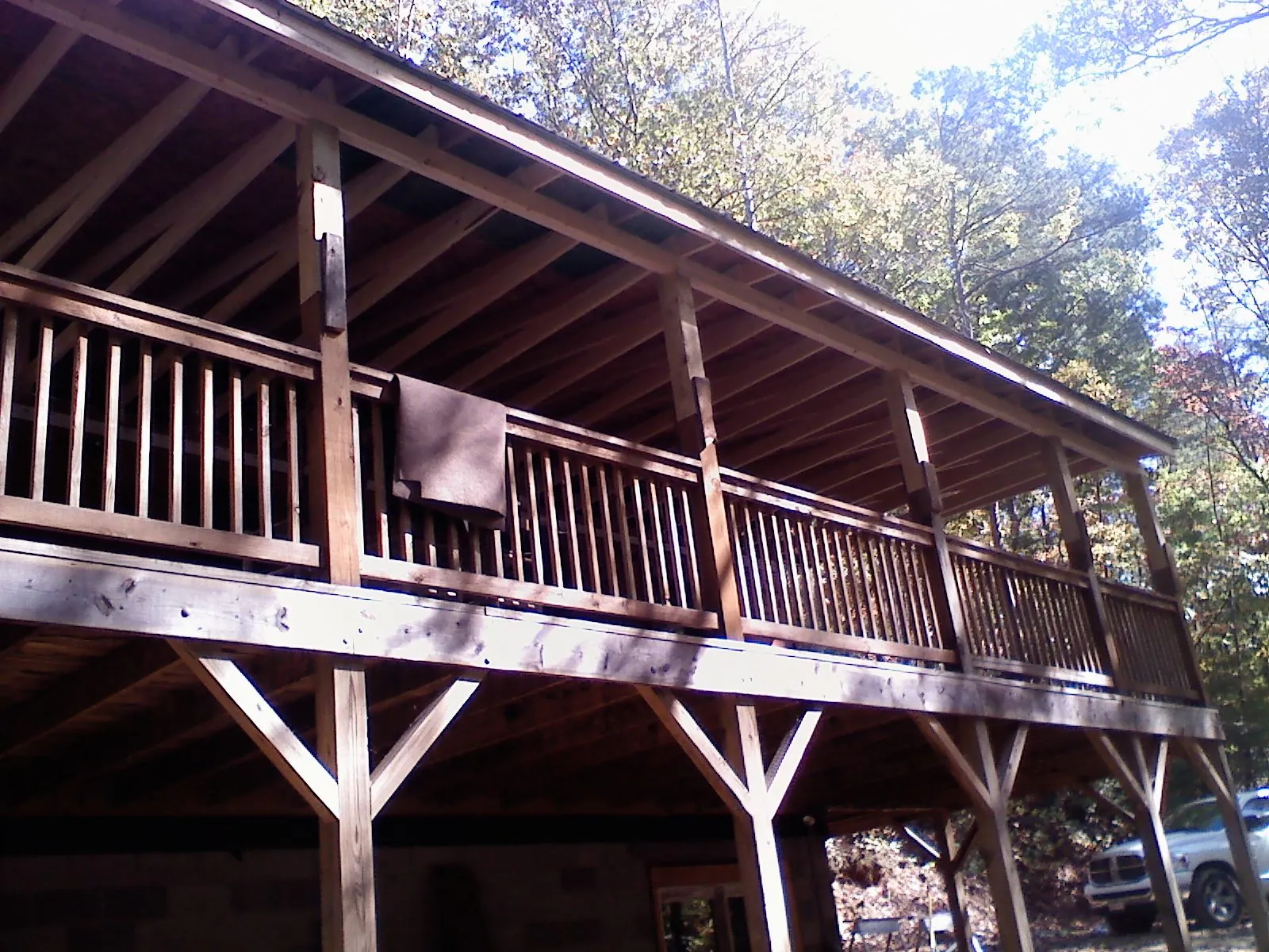 Timber framing under a new elevated porch and deck — Roof Leak Repair in Emmaus by Roofing Brothers